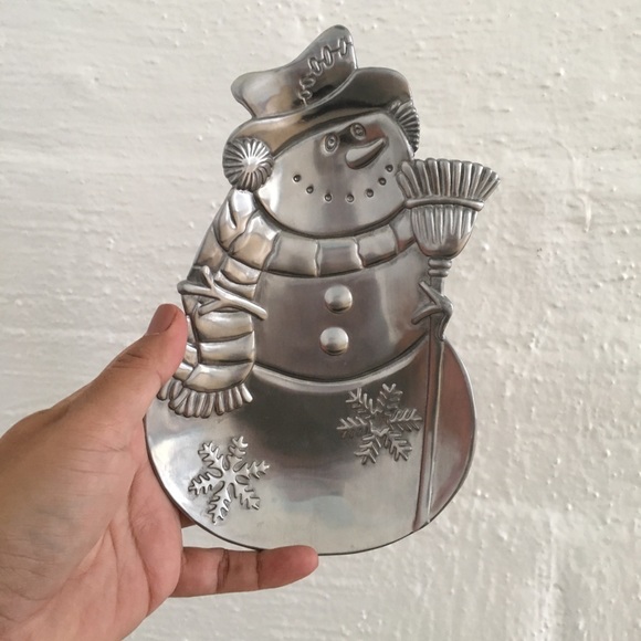 Matt Silver Festive Holiday Winter Snowman Trinket Dish - Picture 8 of 9